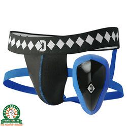 Diamond MMA 4-Strap Jock Strap with Built-in Athletic Cup System for Sports, Large, Black
