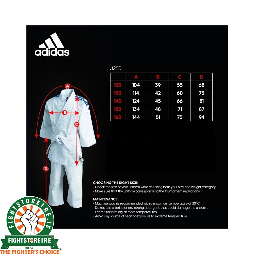 Adidas karate gi size chart top