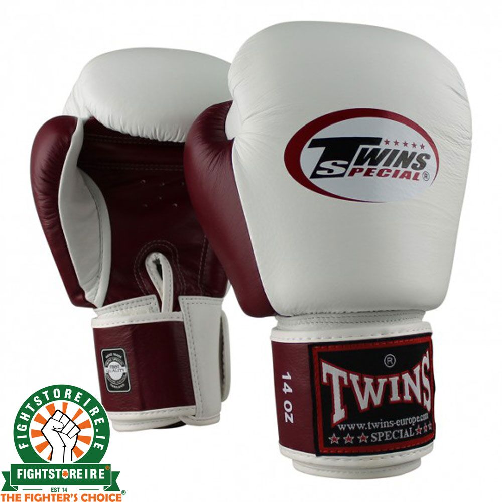 Twins BGVL3 Muay Thai Gloves - White/Wine Red
