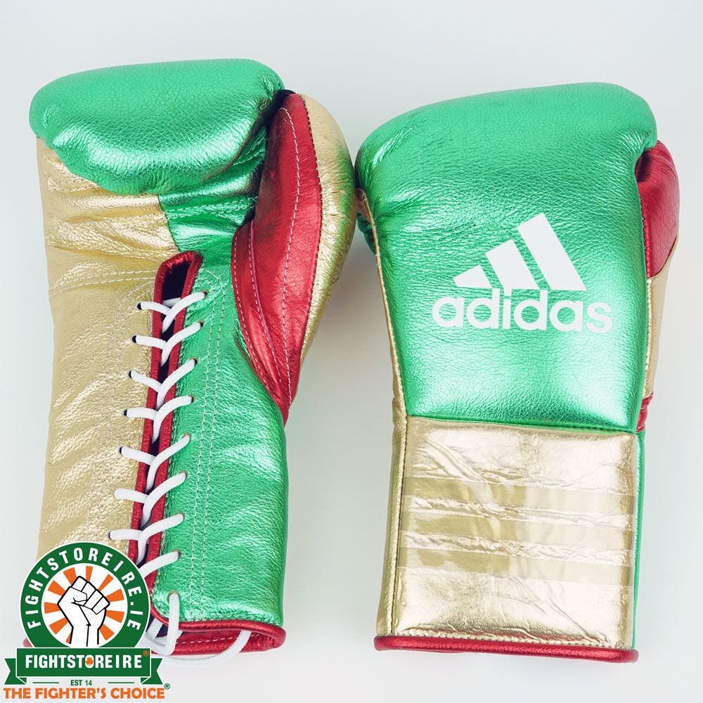 Adidas Custom Lace Up Fight Gloves Green Gold Fightstore IRELAND