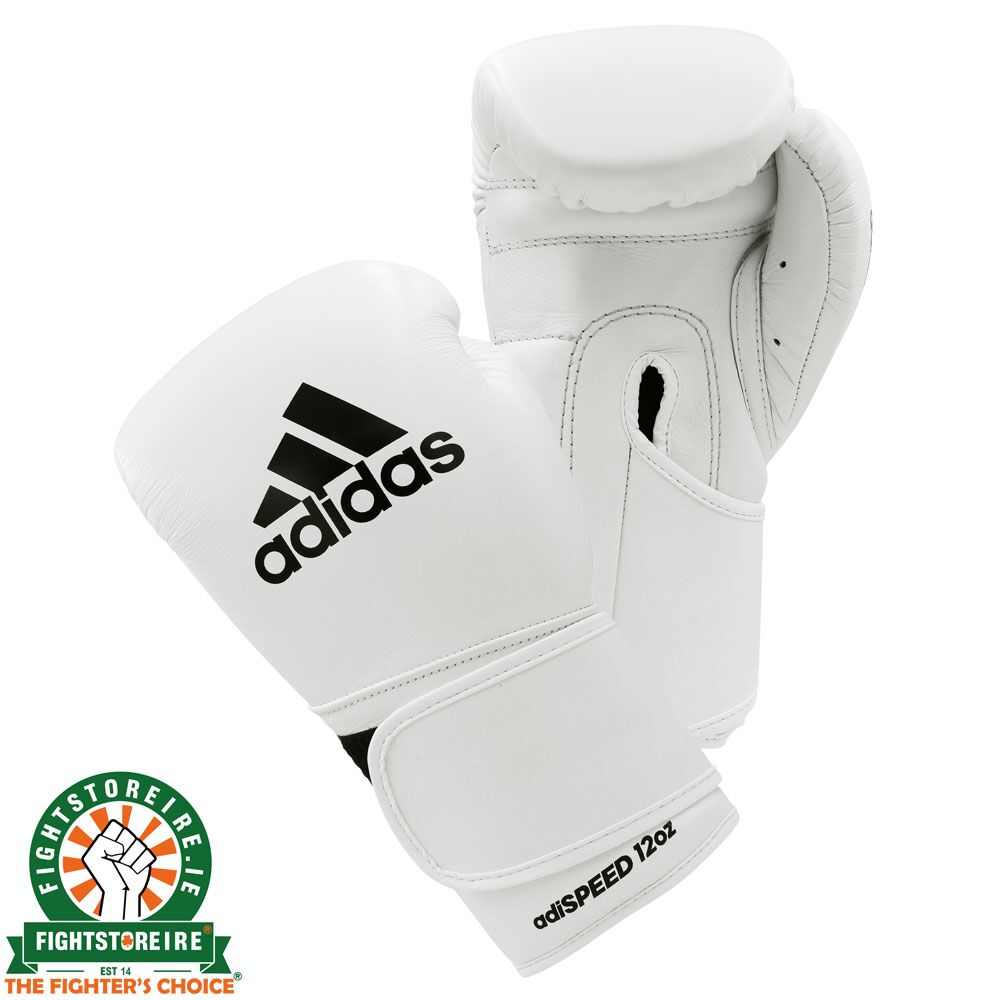 Adidas adiSpeed Velcro Boxing Gloves - White/Black | Fightstore IRE