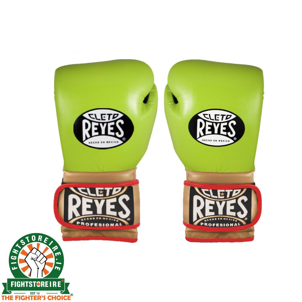 Cleto Reyes Velcro Limited Edition Sparring Gloves - Lime Green/Gold