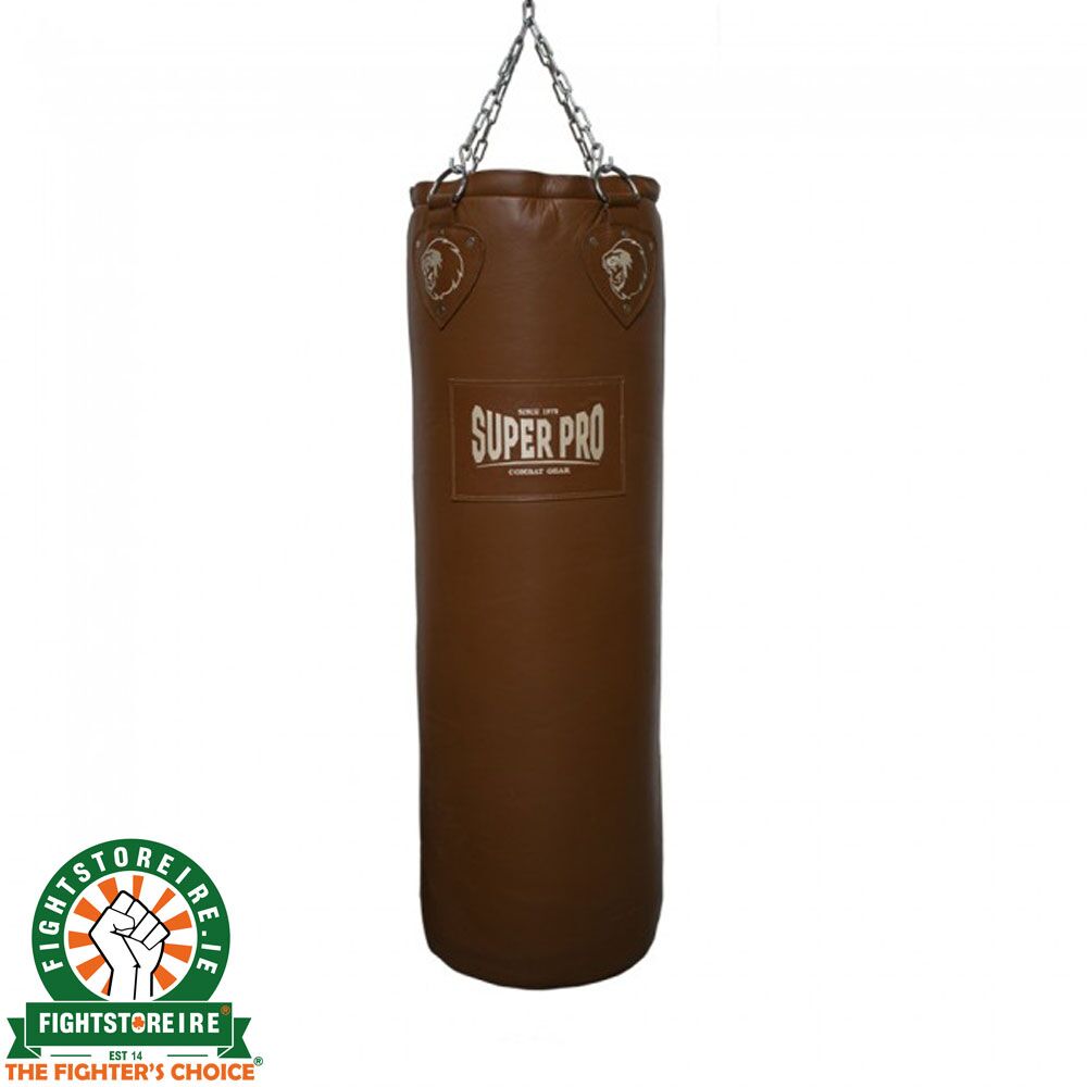 Super Pro Classic Leather 4ft Punch Bag Brown Fightstore IRE