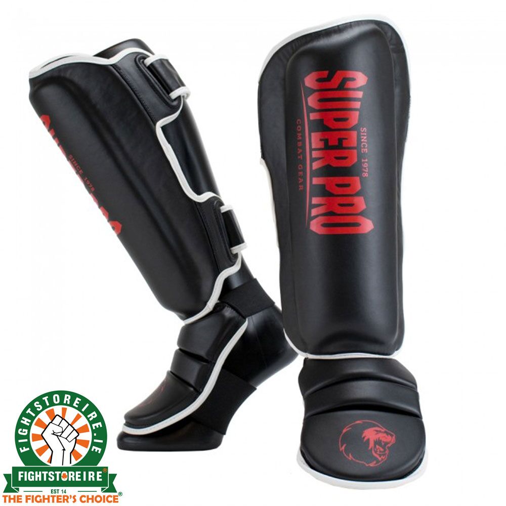 Super Pro Protector Shinguards - Black/Red