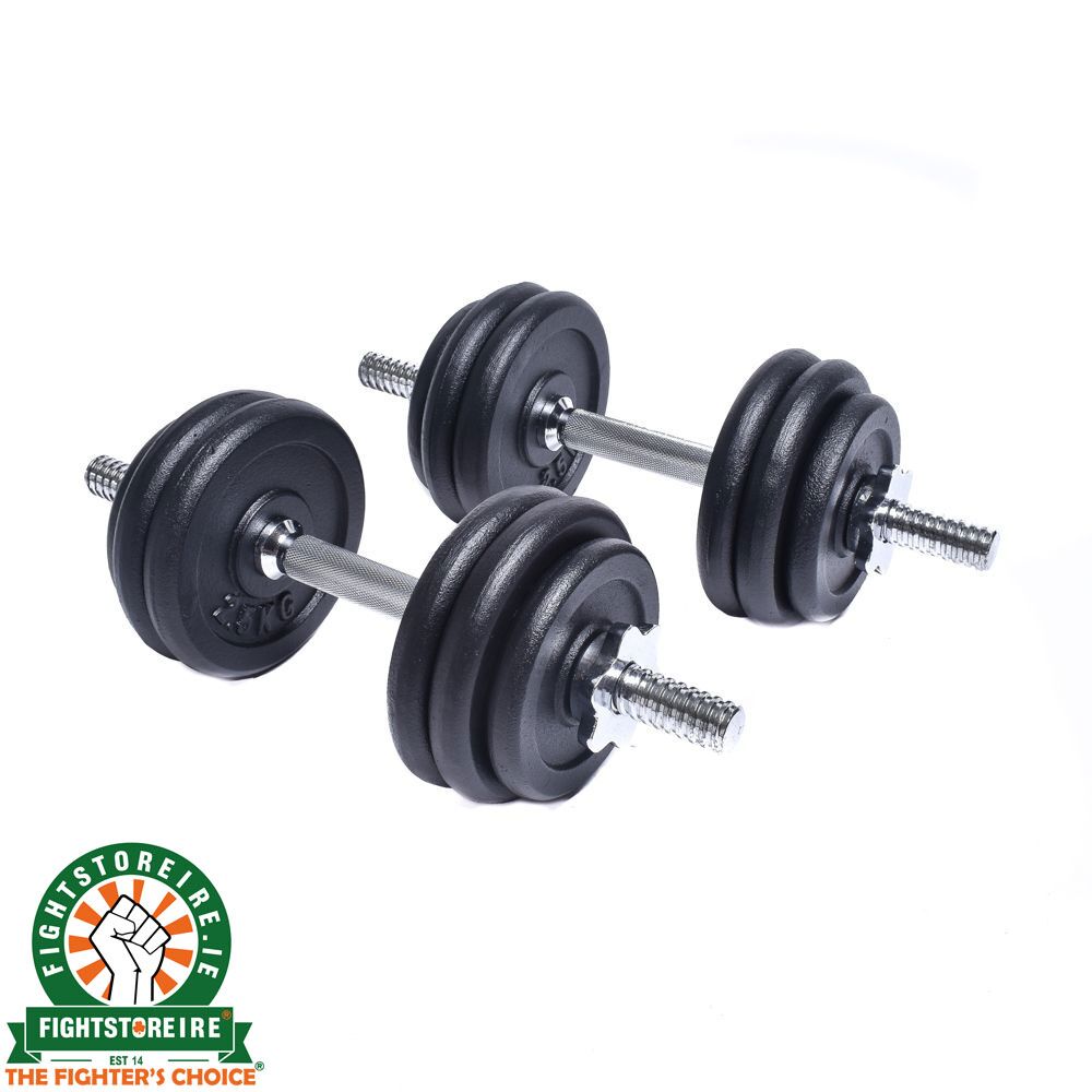 Booster Cast Iron Dumbbell Set 30KG 2 x 15kg Fightstore IRELAND