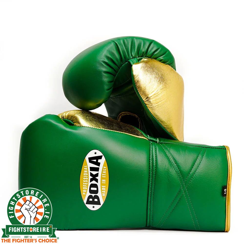 Boxia GTX Leather Lace Up Boxing Gloves Green Fightstore IRE