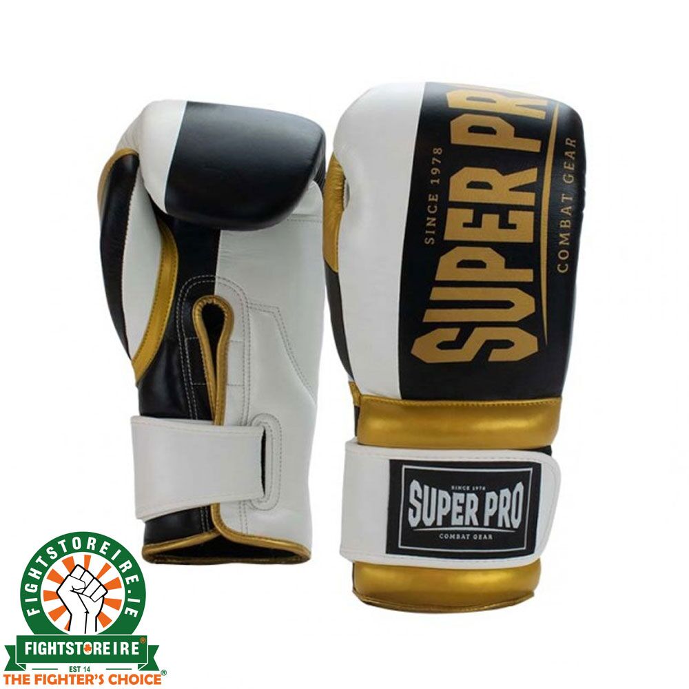 Super Pro Bruiser Boxing Gloves - Black/White/Gold