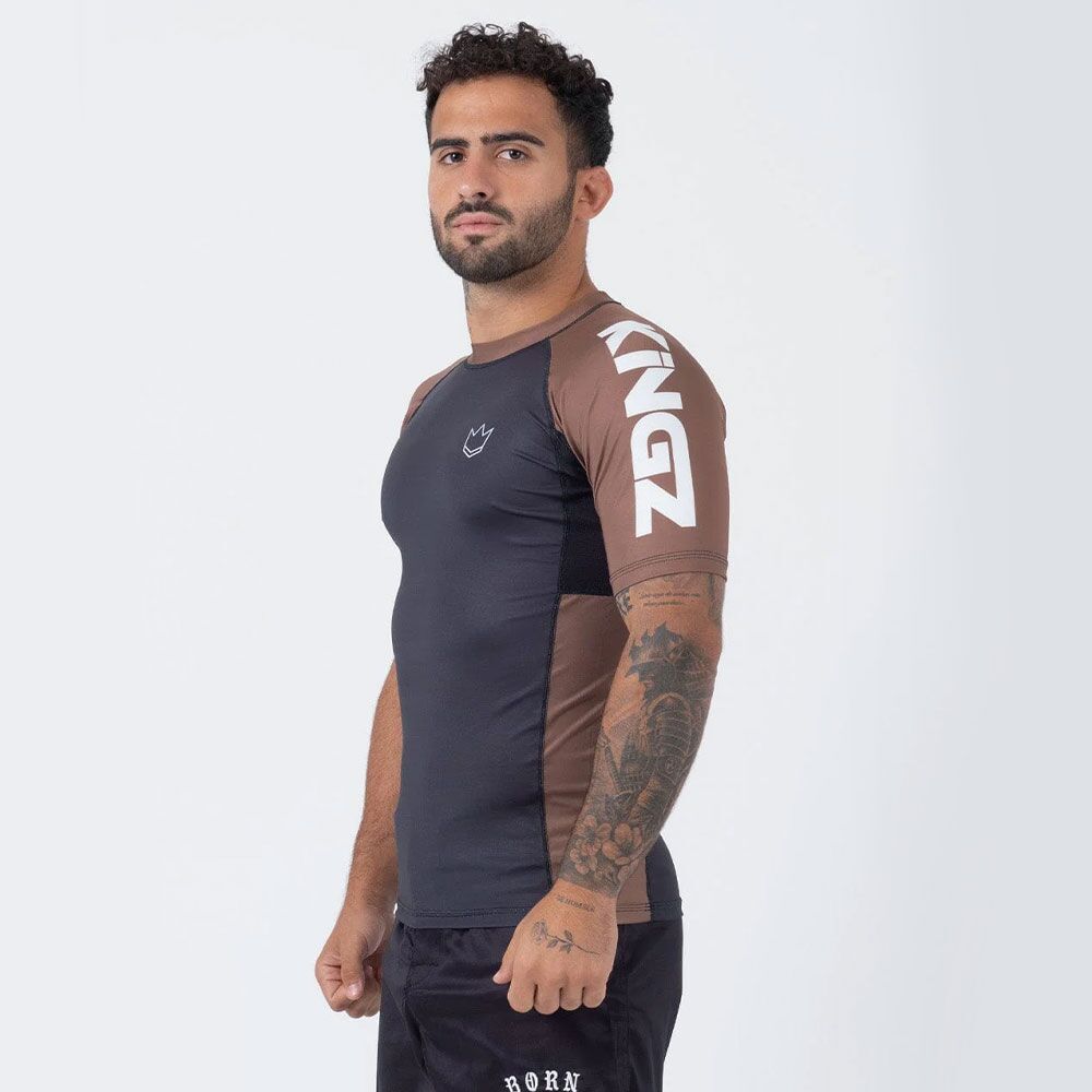 Kingz Ranked Performance Short Sleeve Rashguard Brown